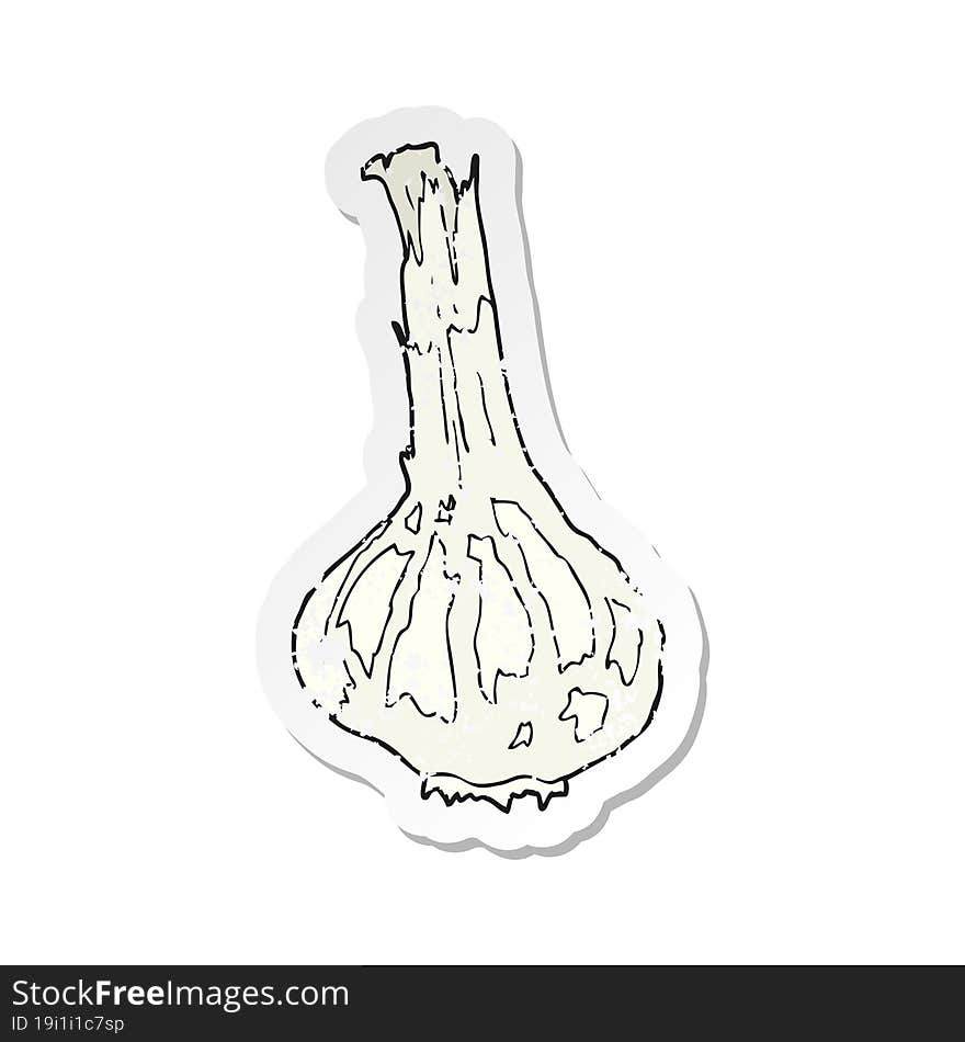 retro distressed sticker of a cartoon garlic