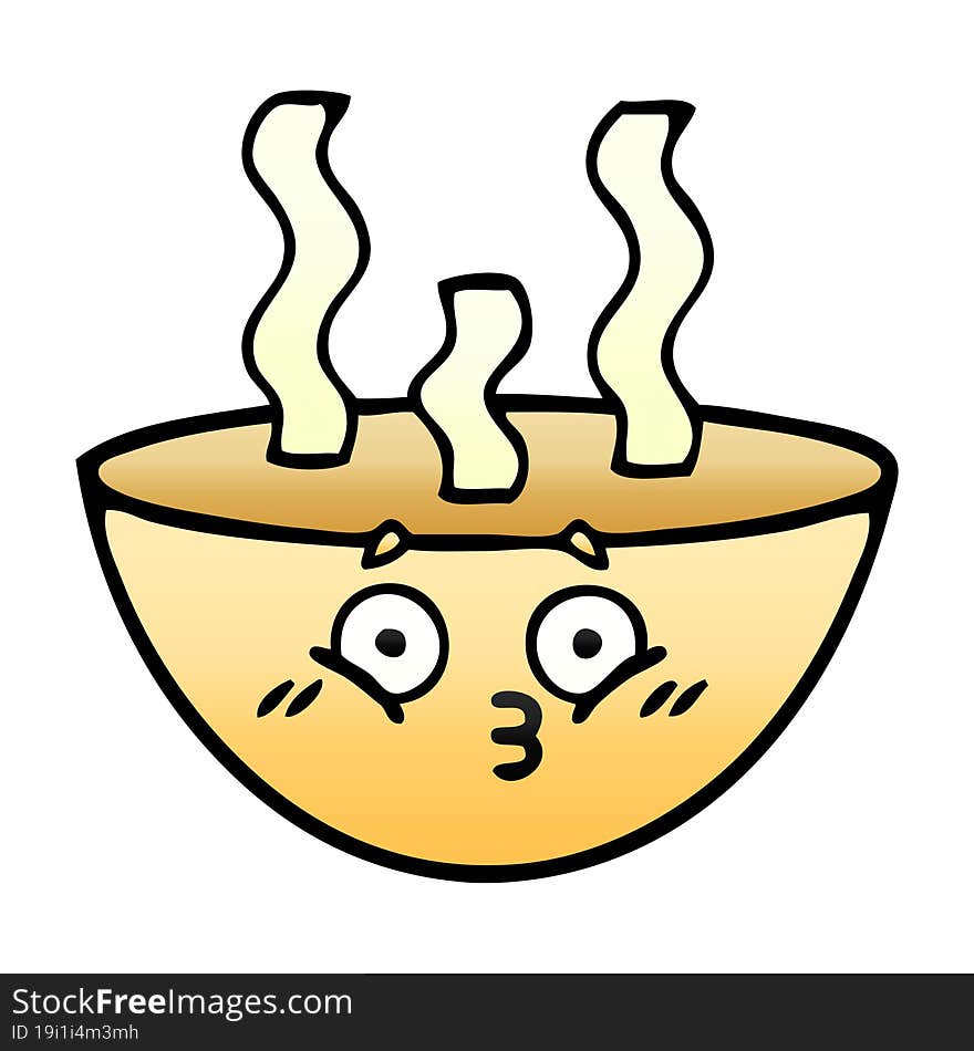 Gradient Shaded Cartoon Bowl Of Hot Soup