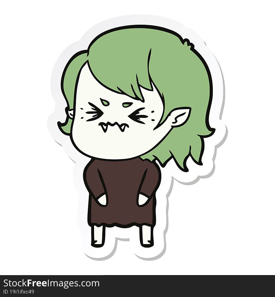 Sticker Of A Annoyed Cartoon Vampire Girl