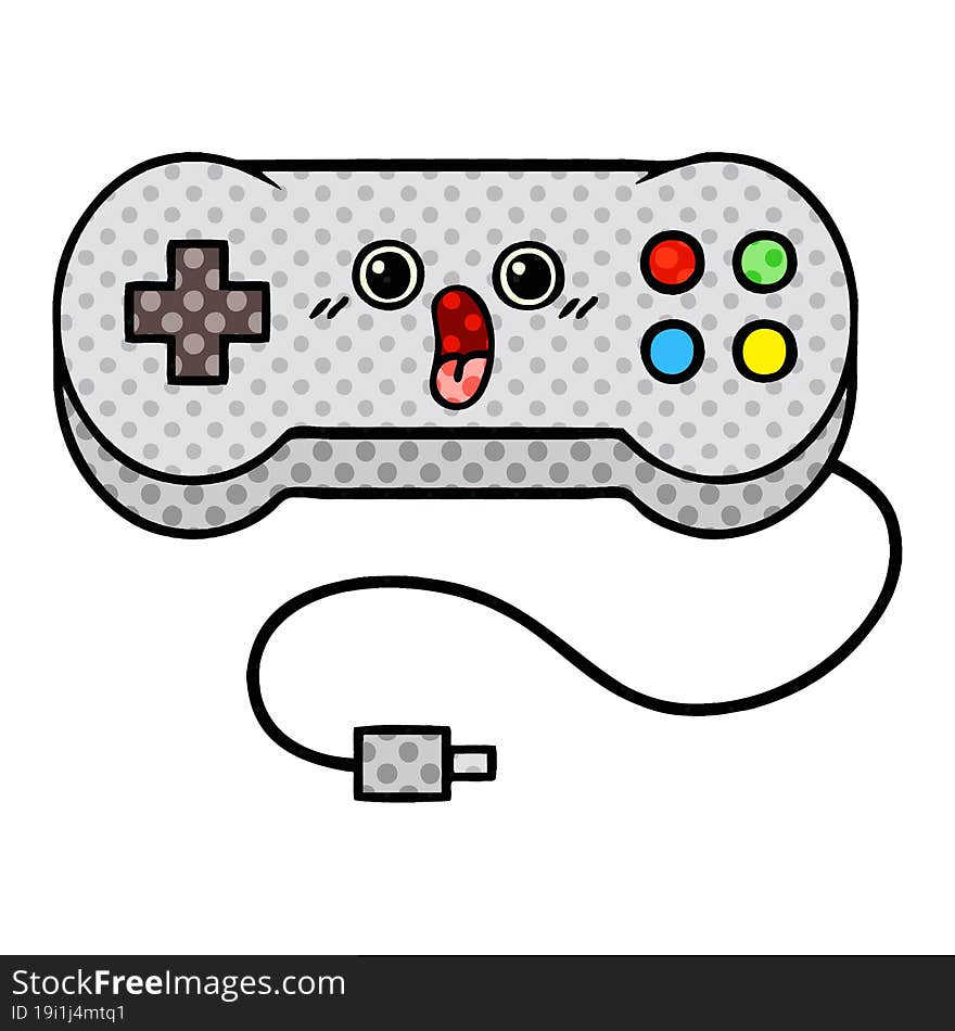 comic book style cartoon game controller