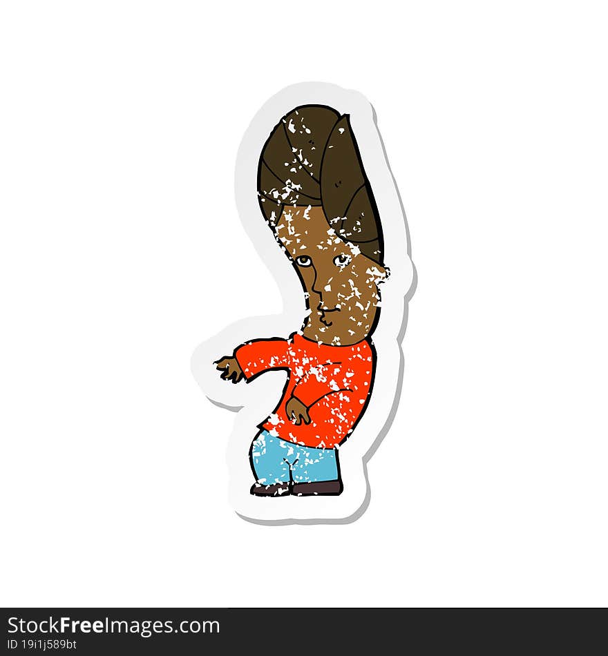 retro distressed sticker of a cartoon man with no worries