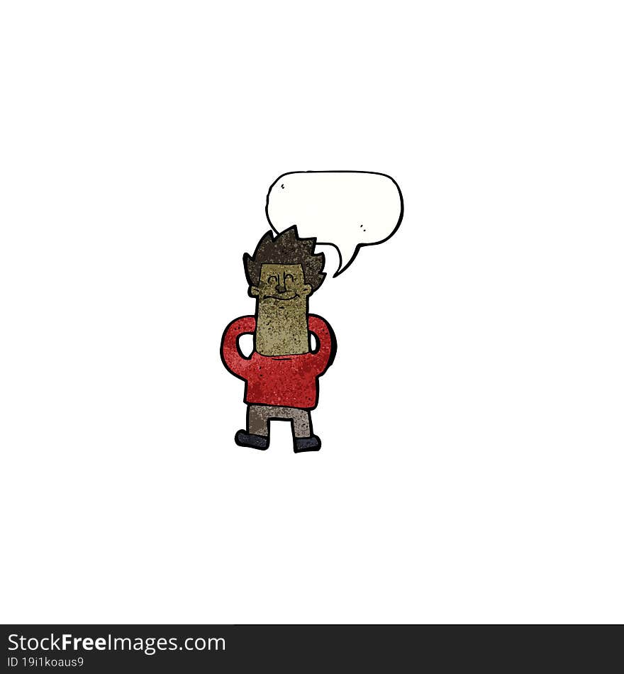 cartoon relaxed man with speech bubble