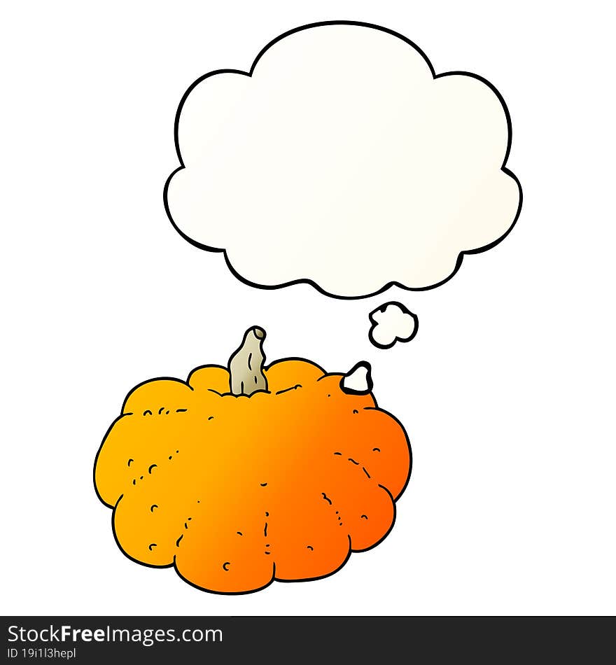 cartoon pumpkin and thought bubble in smooth gradient style