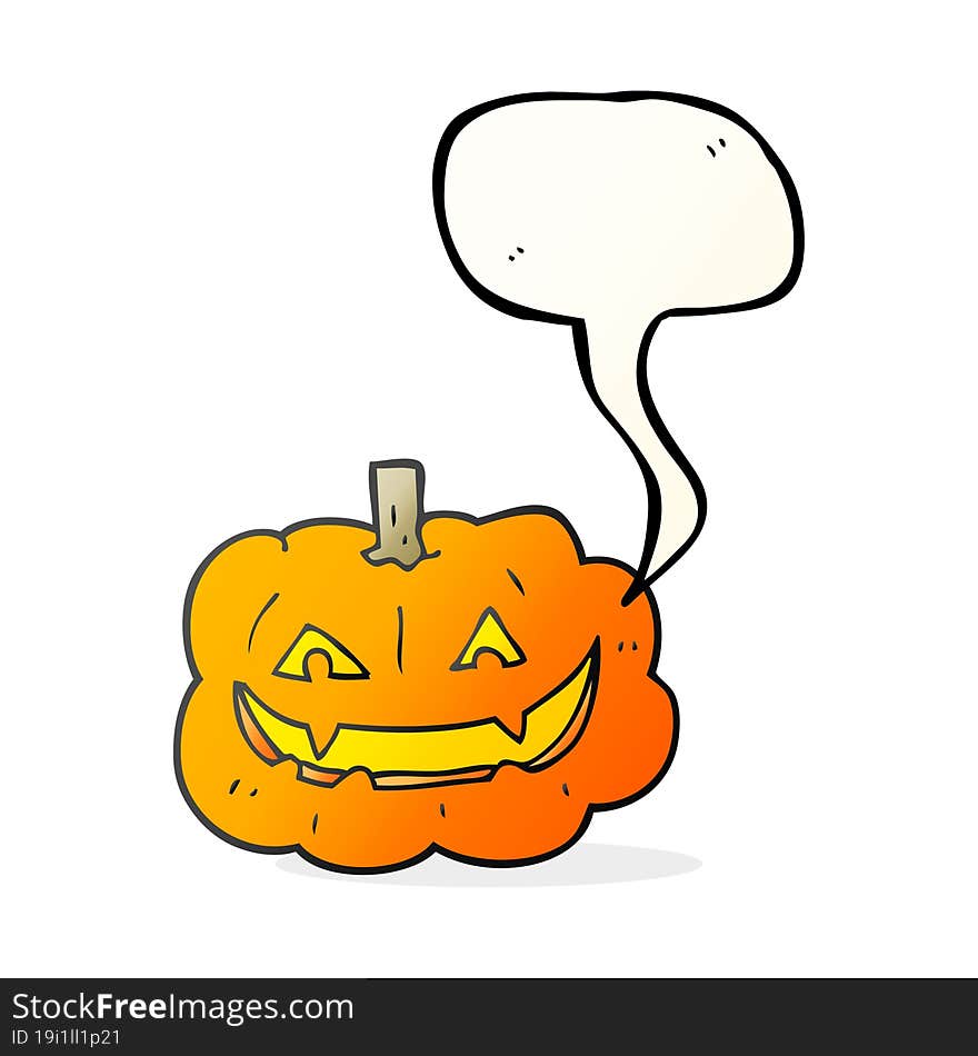 freehand drawn speech bubble cartoon spooky pumpkin