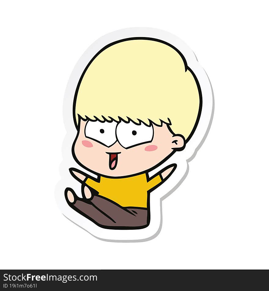 sticker of a cartoon happy boy