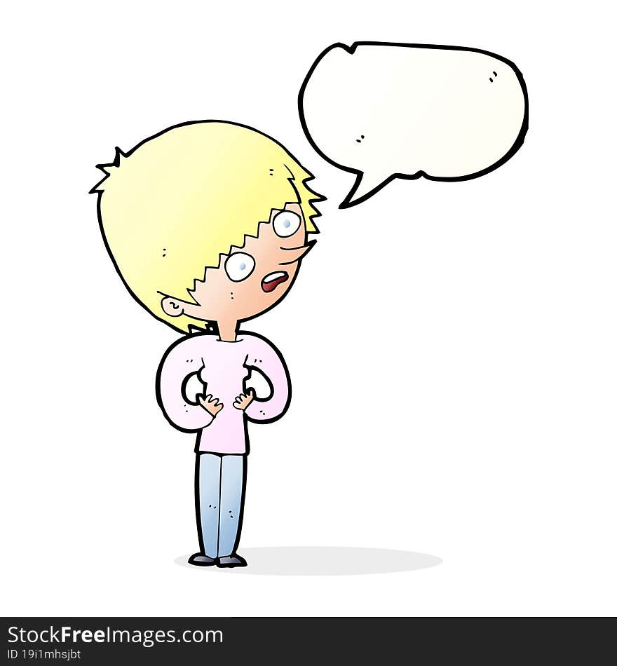 Cartoon Shocked Woman With Speech Bubble