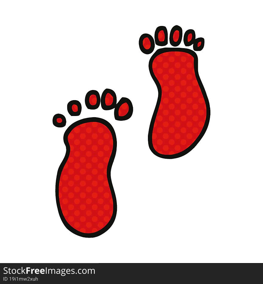 Comic Book Style Cartoon Foot Prints