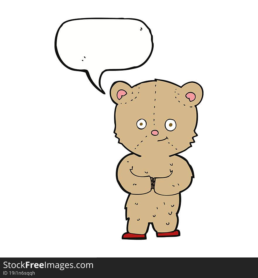 Cartoon Teddy Bear With Speech Bubble