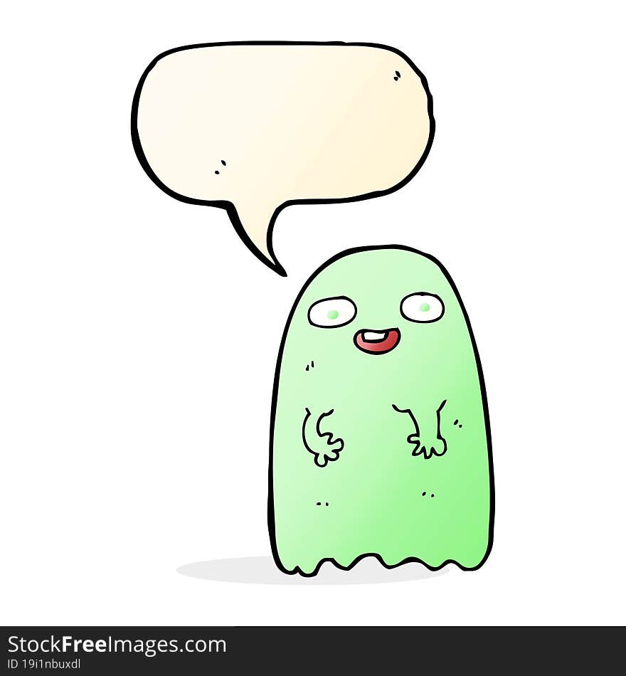 funny cartoon ghost with speech bubble