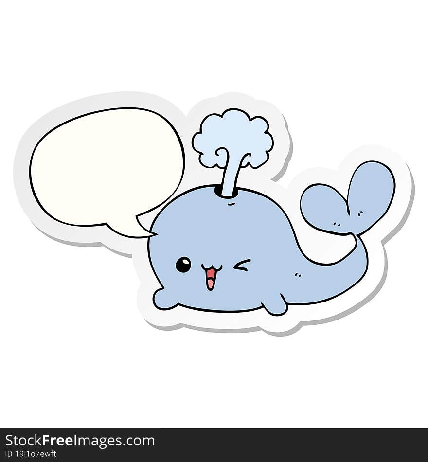 cartoon whale with speech bubble sticker. cartoon whale with speech bubble sticker