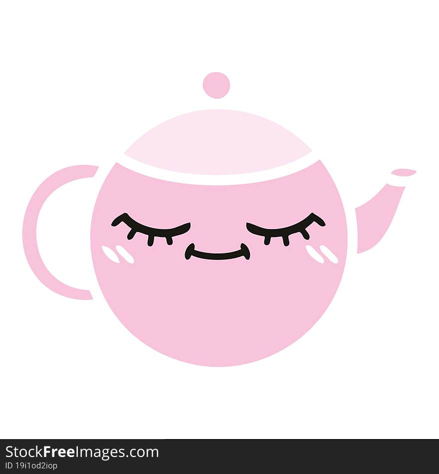 flat color retro cartoon teapot