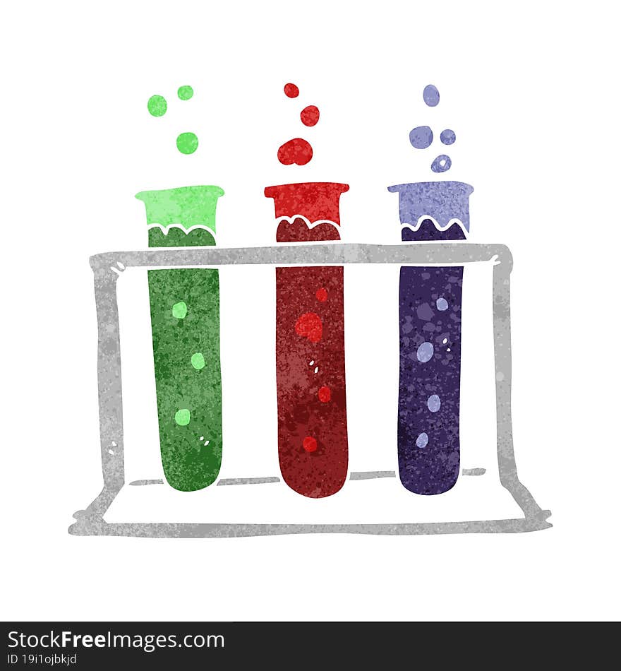 freehand retro cartoon rack of test tubes