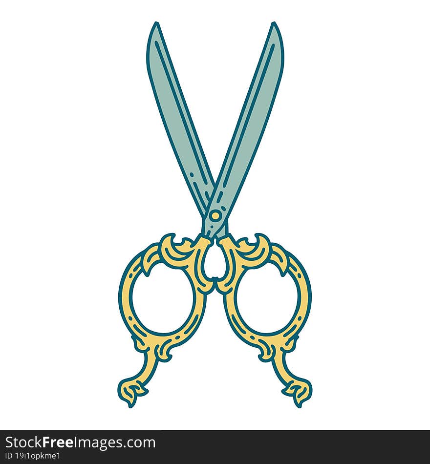 tattoo style icon of barber scissors