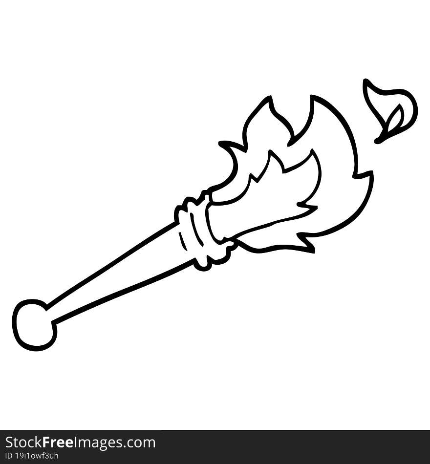 black and white cartoon sports torch