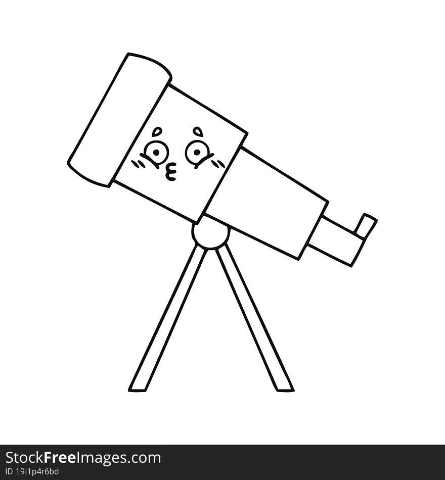 Line Drawing Cartoon Telescope