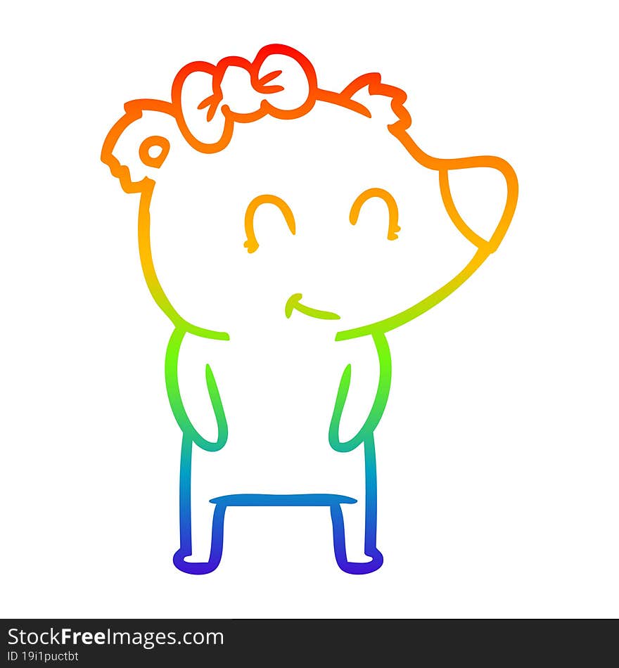 rainbow gradient line drawing female polar bear cartoon