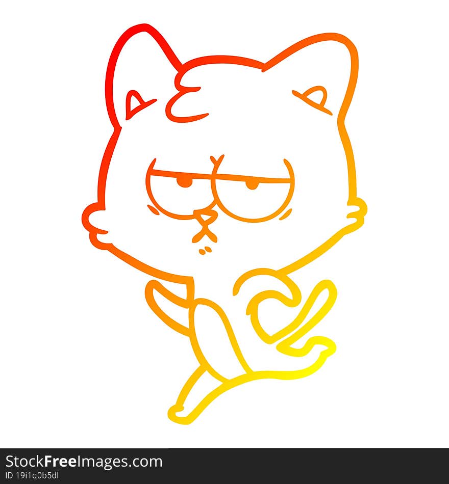 warm gradient line drawing bored cartoon cat