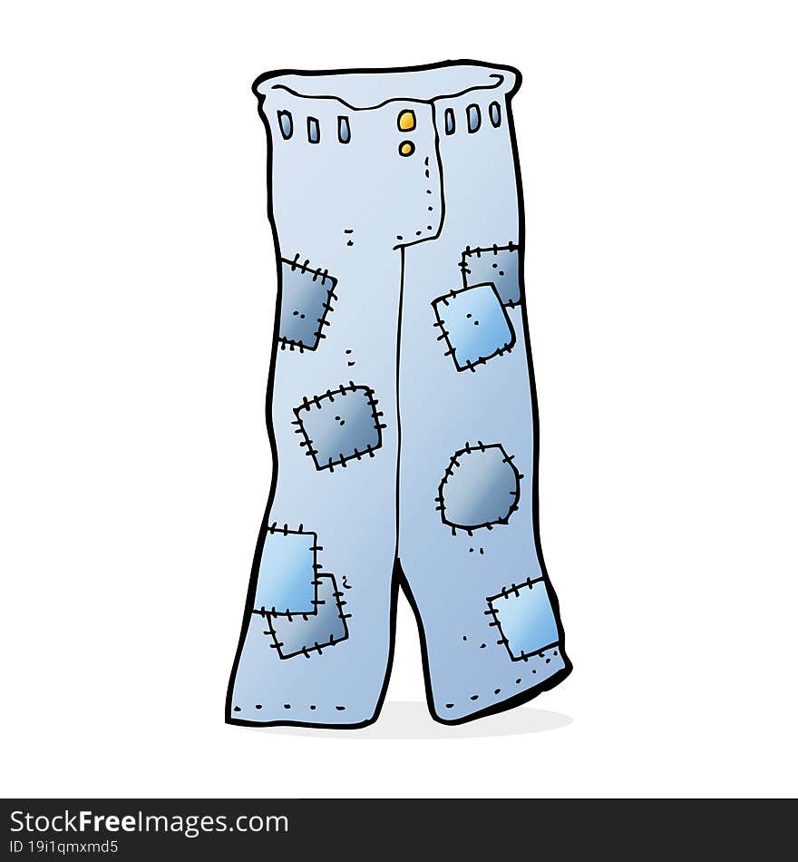 Cartoon Patched Old Jeans