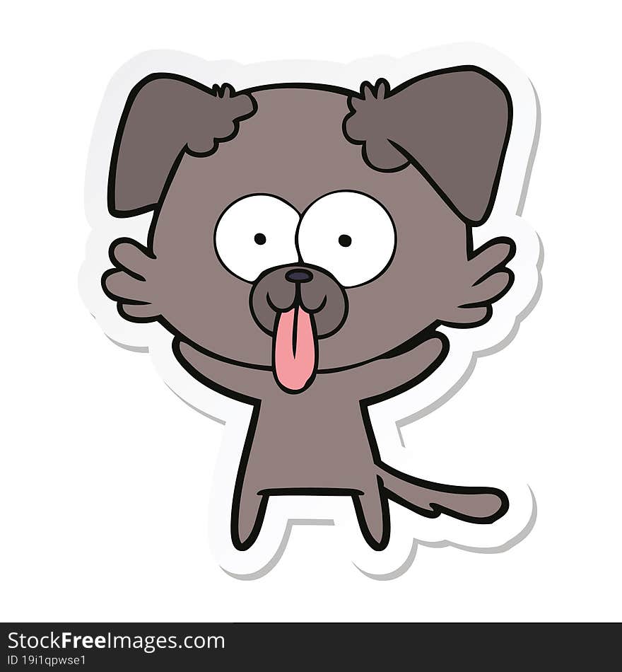 sticker of a cartoon dog with tongue sticking out