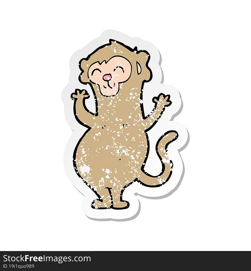 retro distressed sticker of a cartoon monkey