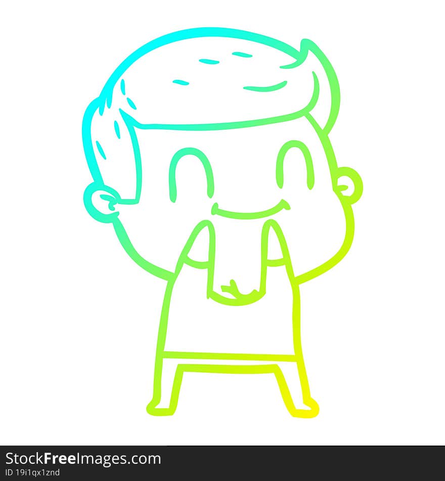 Cold Gradient Line Drawing Cartoon Friendly Man