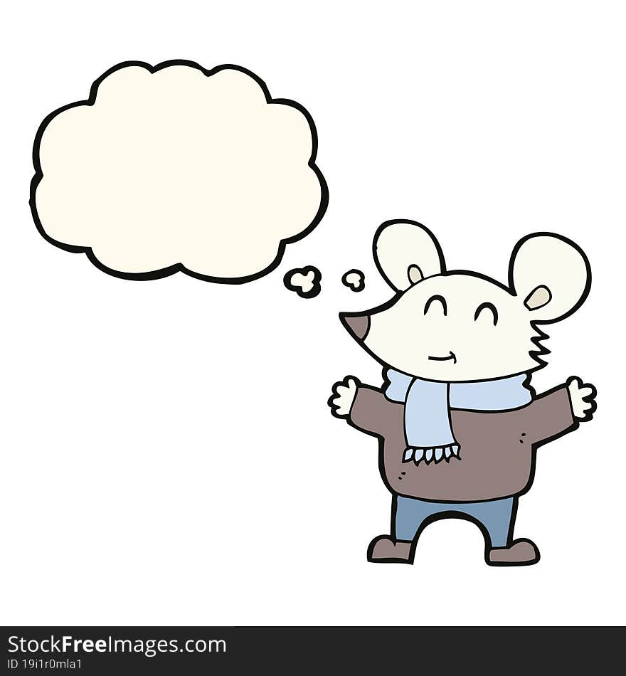 cartoon mouse with thought bubble