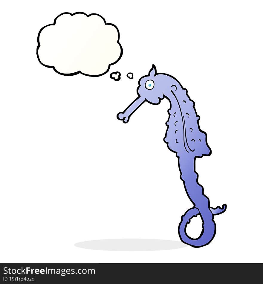 cartoon sea horse with thought bubble