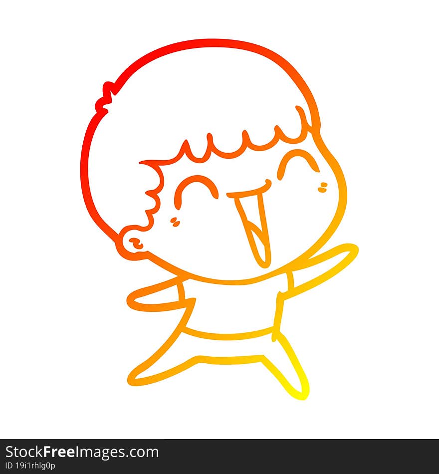 warm gradient line drawing of a cartoon happy man laughing