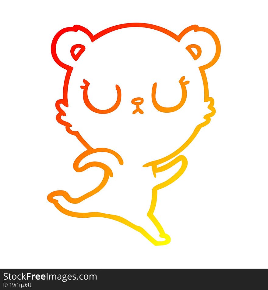 warm gradient line drawing peaceful cartoon bear running