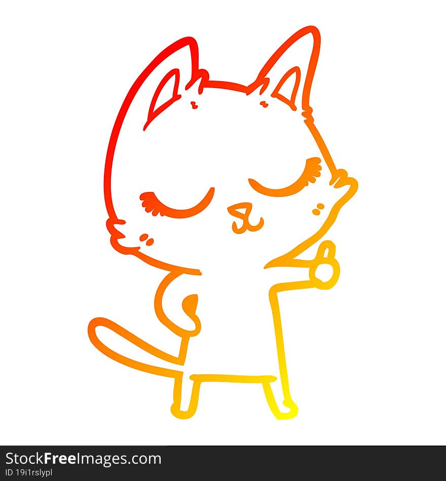 warm gradient line drawing calm cartoon cat