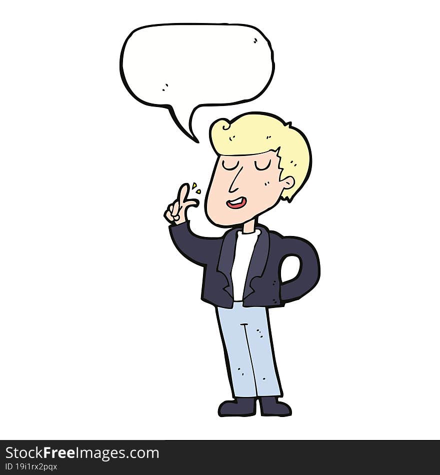 Cartoon Cool Guy Snapping Fingers With Speech Bubble