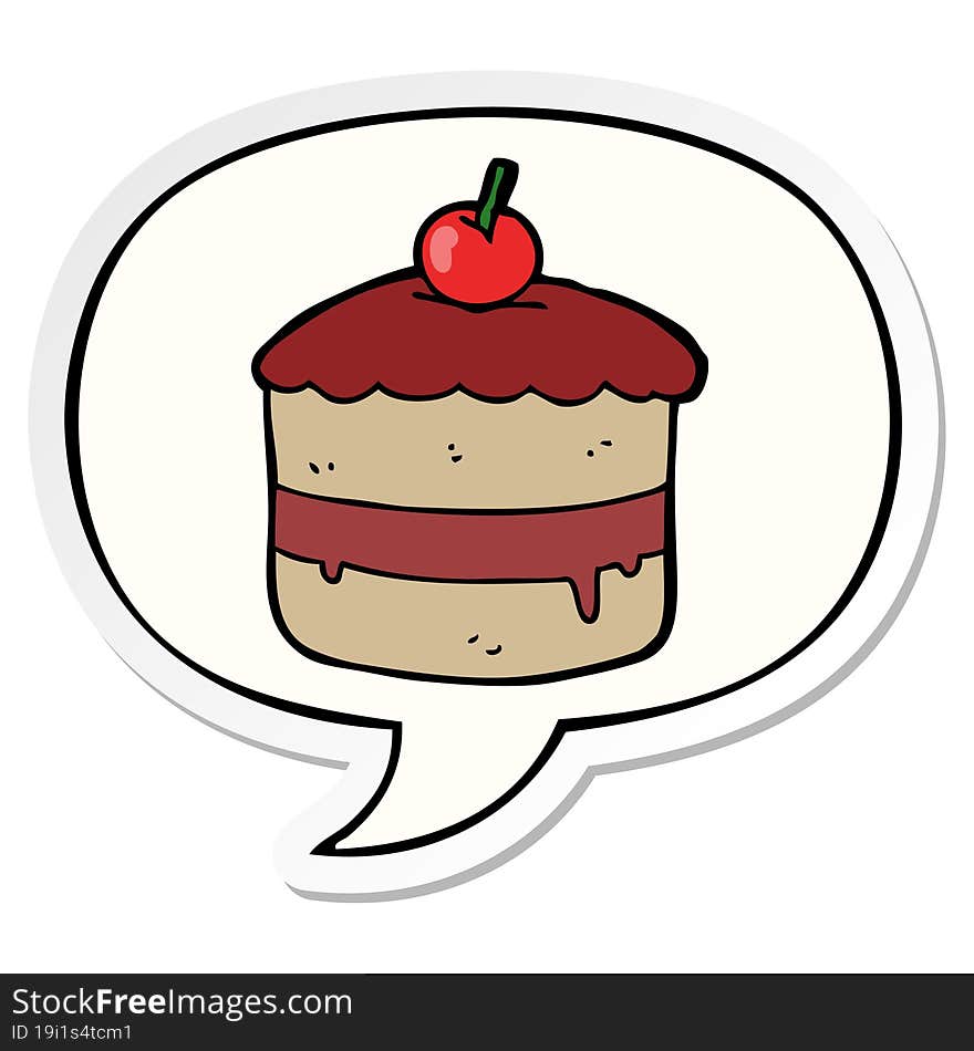 cartoon cake and speech bubble sticker