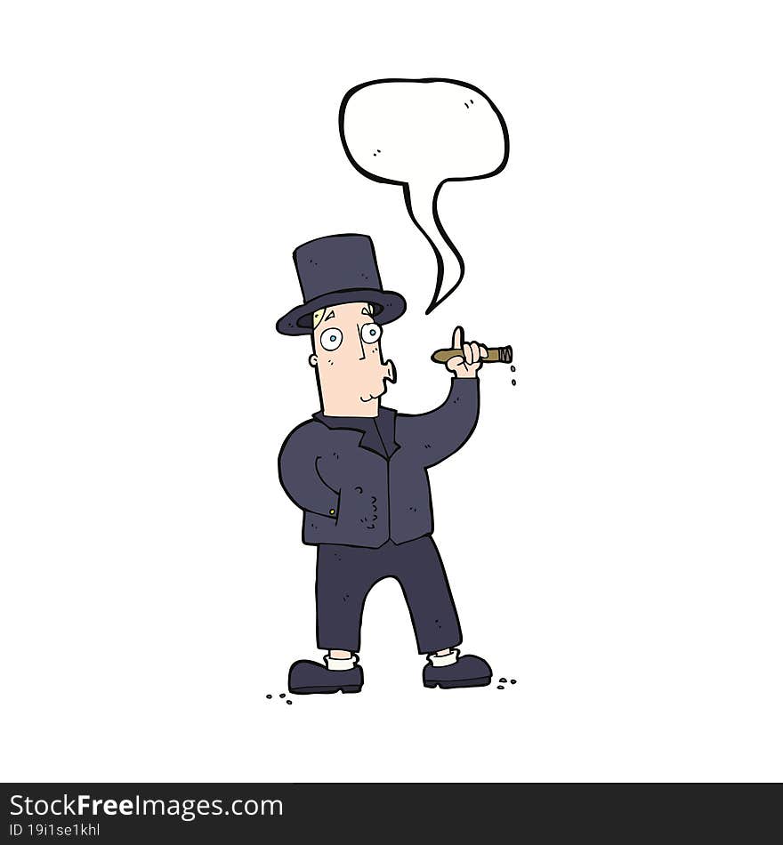 cartoon smoking gentleman with speech bubble