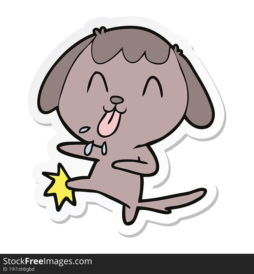 sticker of a cute cartoon dog