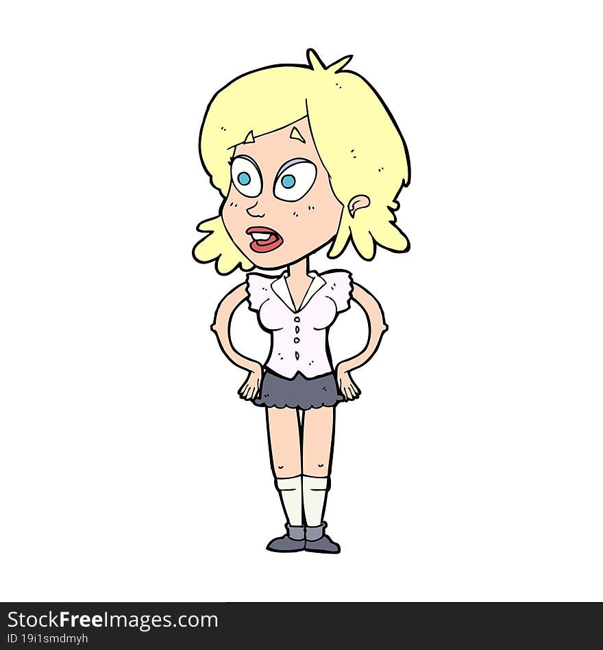 cartoon woman with hands on hips