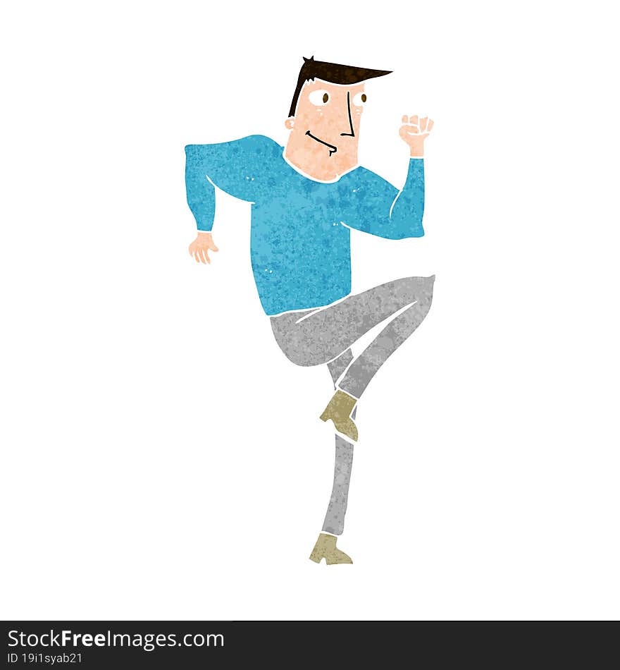 cartoon man jogging on spot