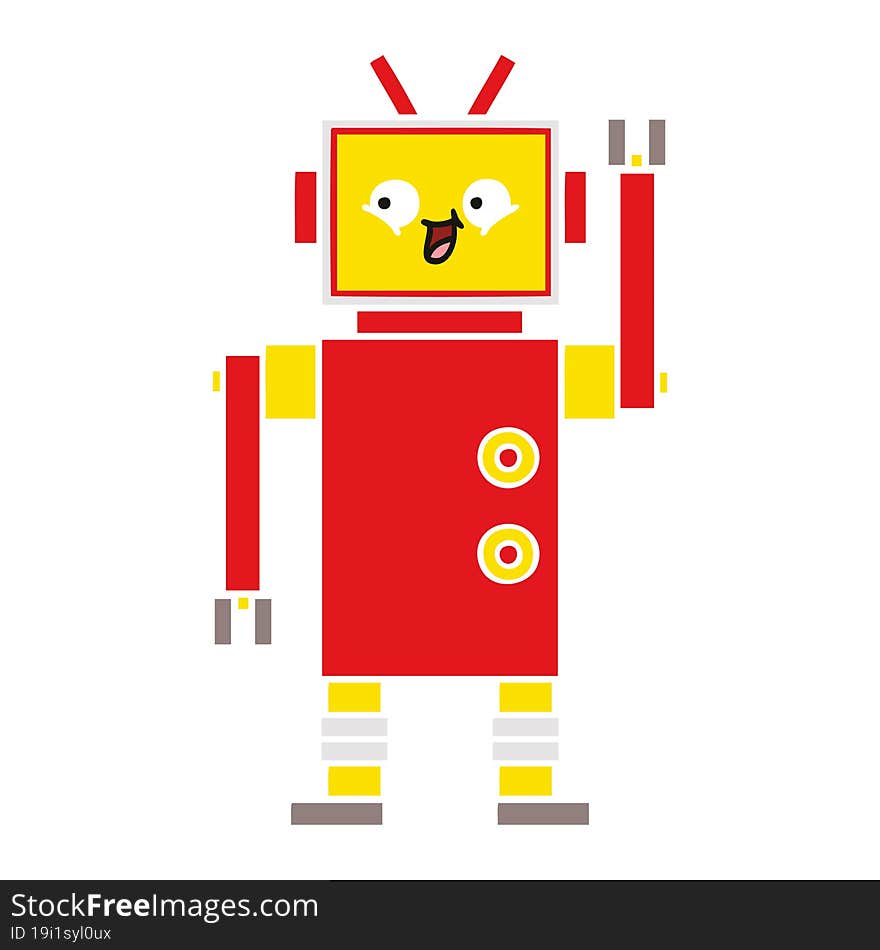 flat color retro cartoon of a robot