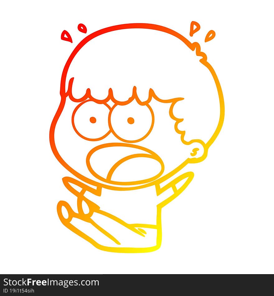 Warm Gradient Line Drawing Cartoon Shocked Man