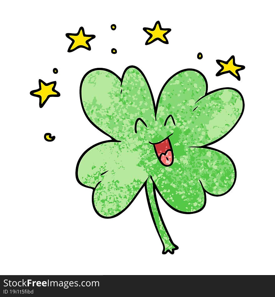 happy cartoon four leaf clover. happy cartoon four leaf clover