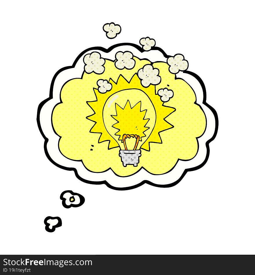 thought bubble cartoon light bulb shining