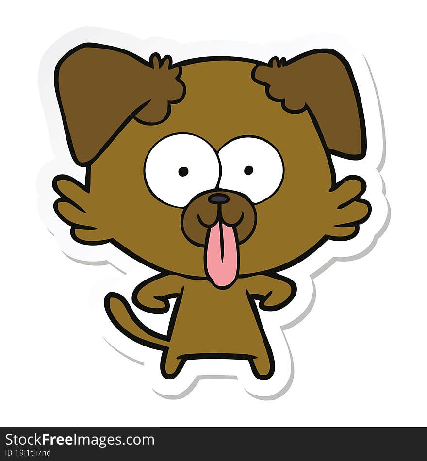 sticker of a cartoon dog with tongue sticking out