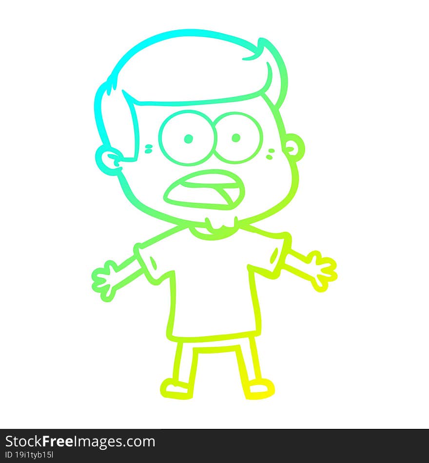 cold gradient line drawing cartoon shocked man