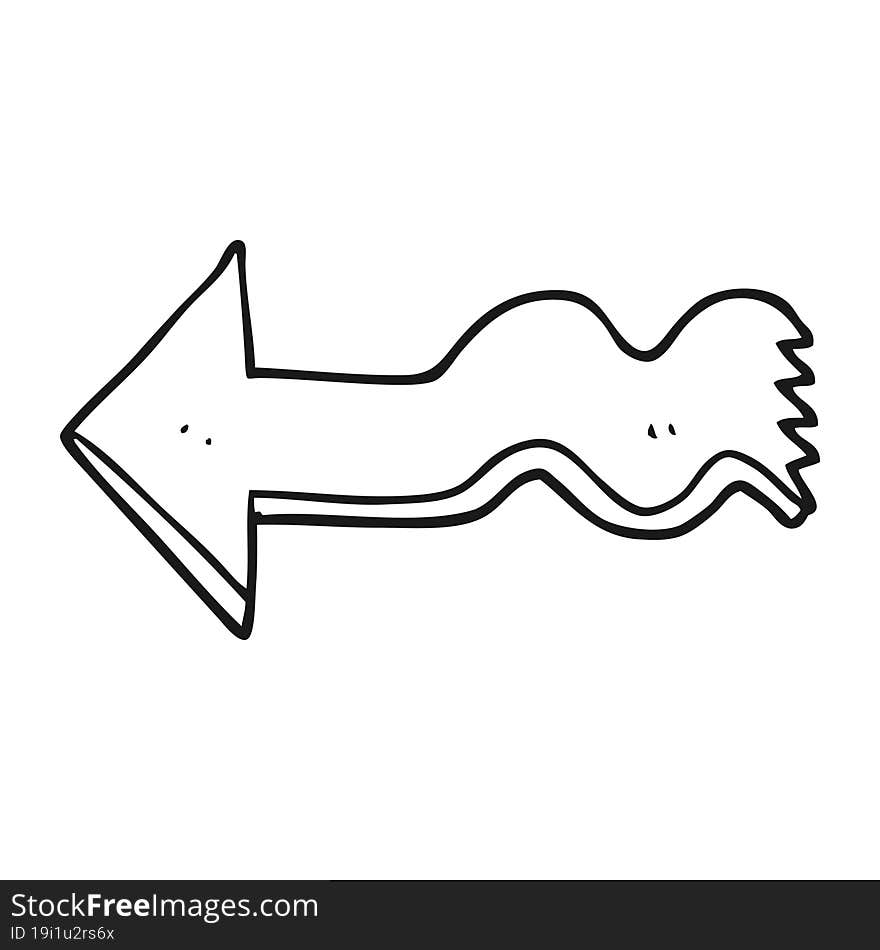 black and white cartoon pointing arrow