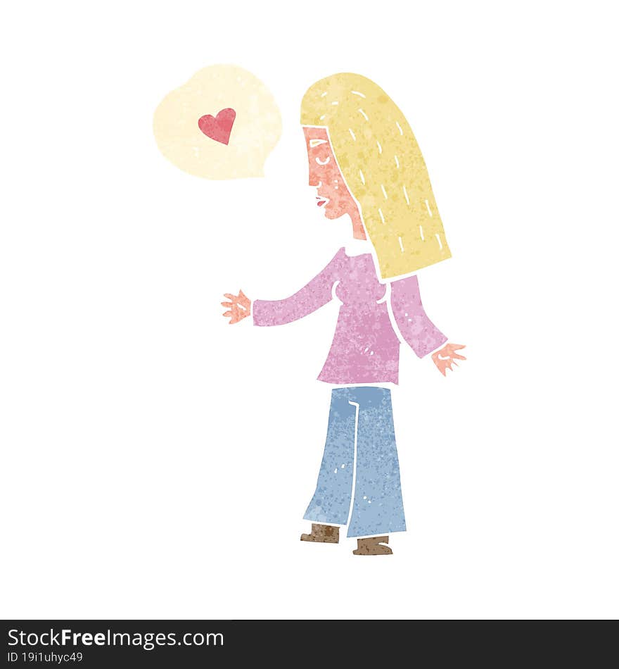 cartoon woman in love