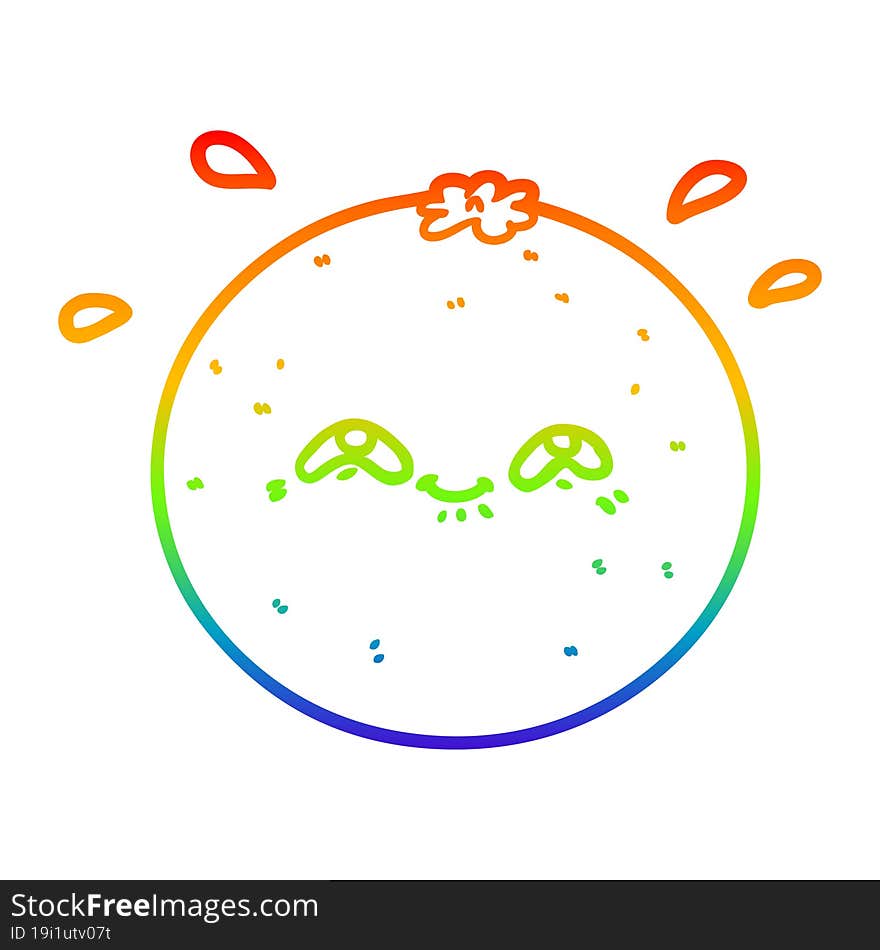 rainbow gradient line drawing of a cartoon orange