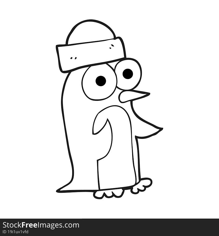 black and white cartoon penguin