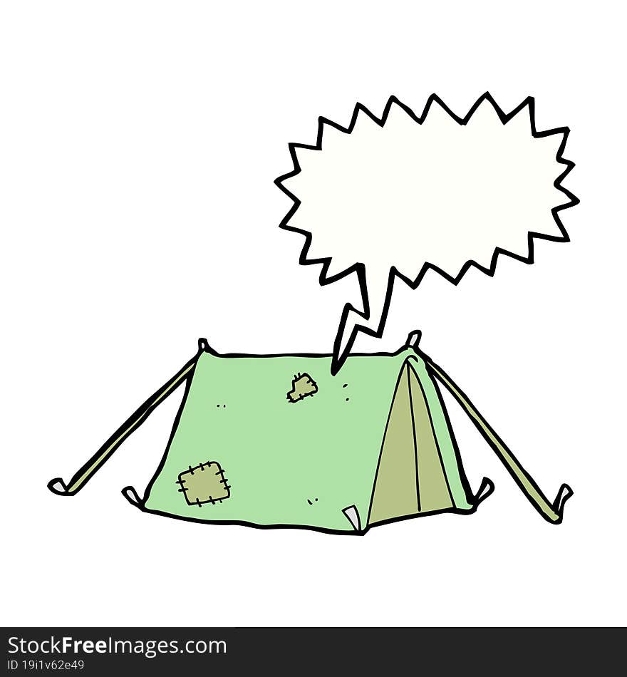 cartoon traditional tent with speech bubble