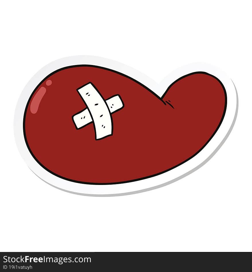 sticker of a cartoon injured gall bladder