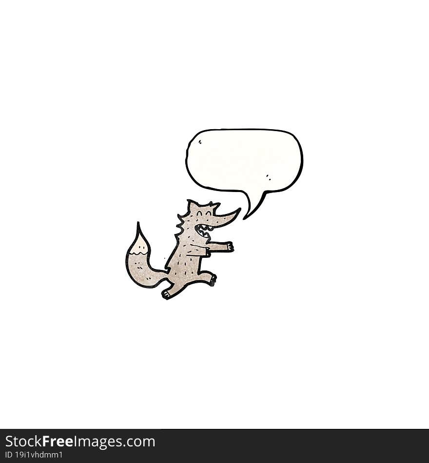 cartoon wolf with speech bubble