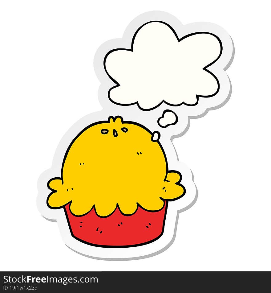 Cartoon Pie And Thought Bubble As A Printed Sticker